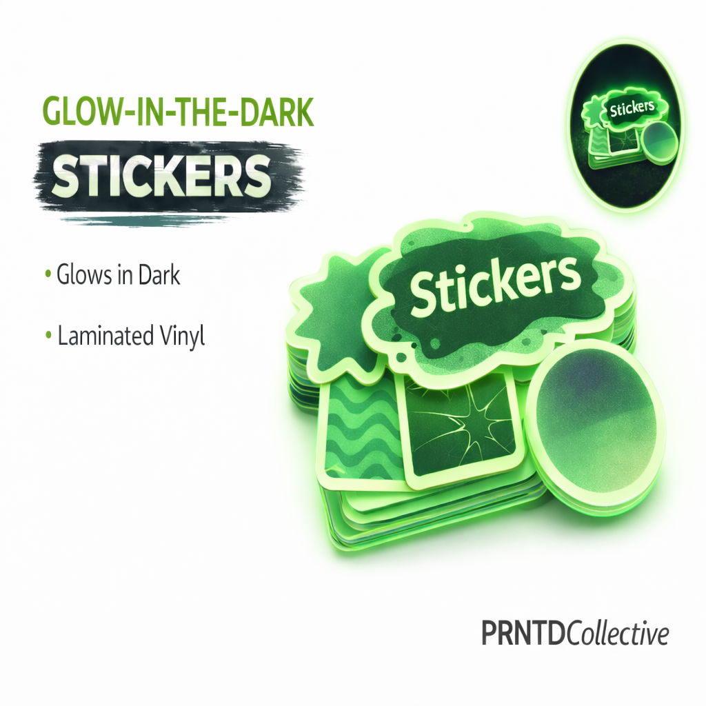 Custom Glow in The Dark Stickers from Your Image – Upload Photo, Drawing, or Logo